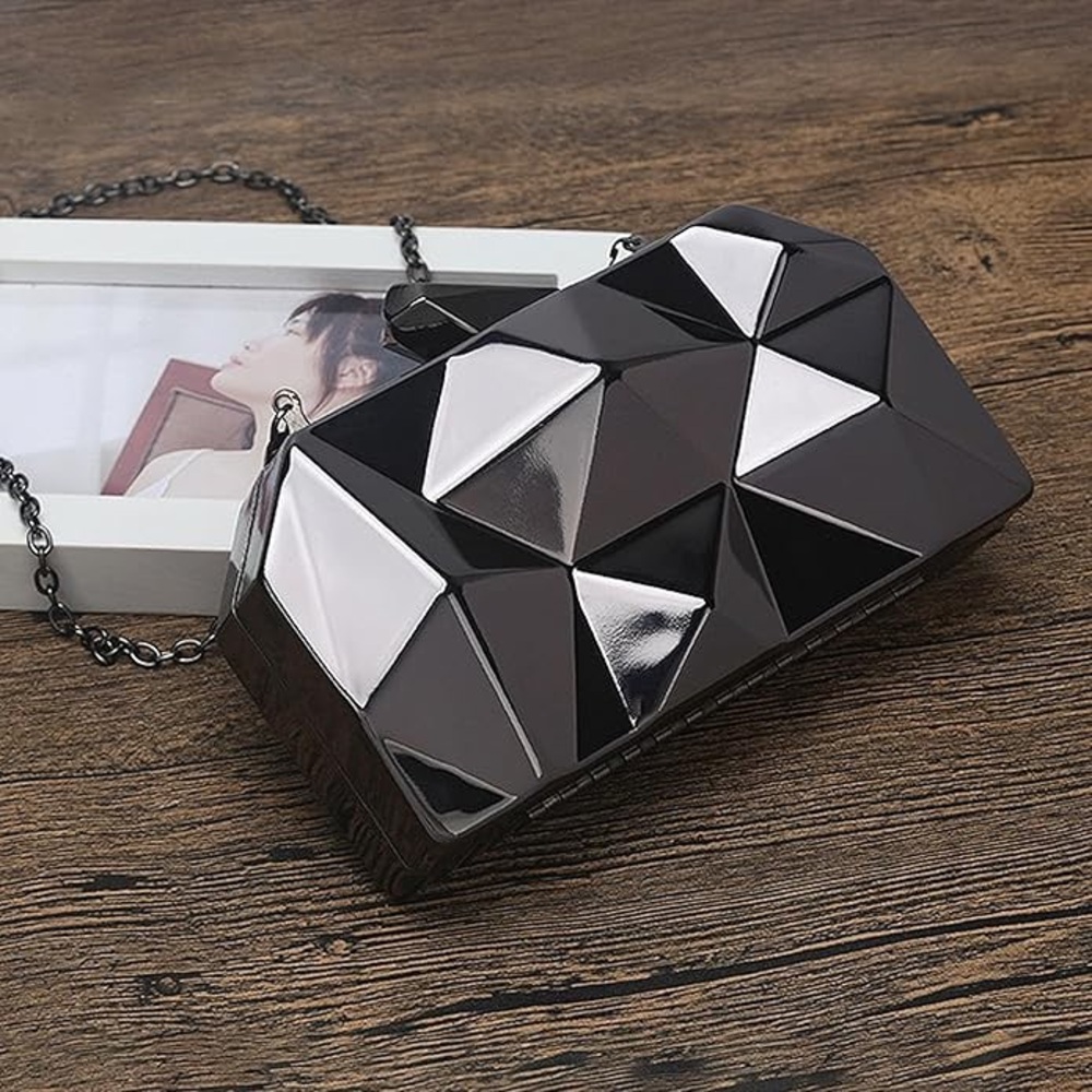2/30$ Clutch Purse Metal Handbag Chain Geometric Evening Bag NWT